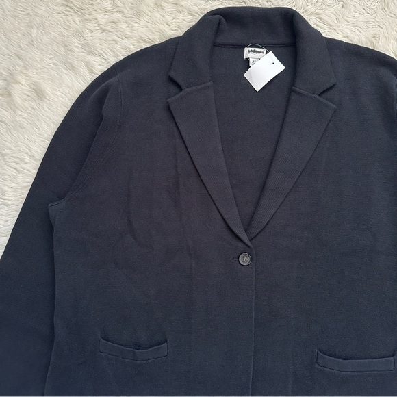 J. Crew Factory Blazer Schoolboy Sweater Single Button Front Cotton Black 3X NWT - Picture 7 of 13